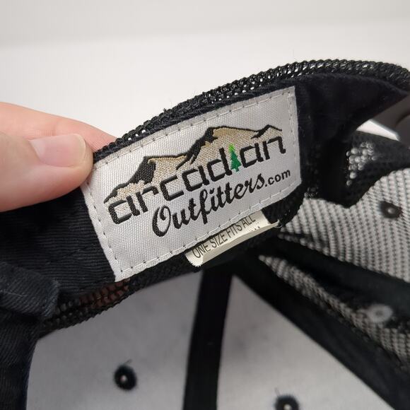 Flag Patch Snapback Trucker Hat Gray OS Adjustable Mesh Back Arcadian Outfitters - Picture 9 of 10